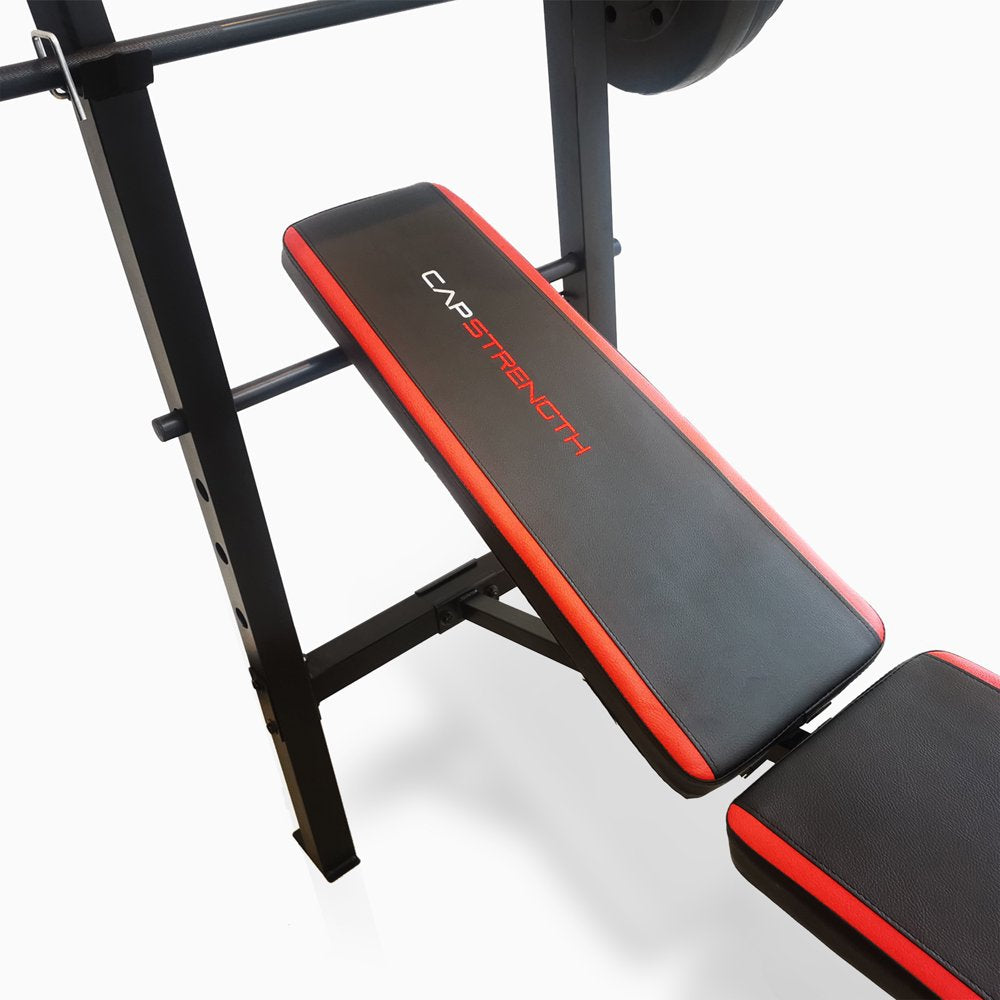 Strength Adjustable Standard Combo Weight Bench with Rack and Leg Extension and 90 lb. Vinyl Weight Set