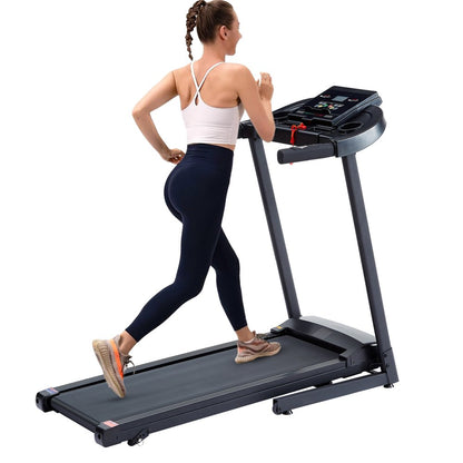 Electric Folding Treadmill for Home, 12 Preset Programs & 3 Modes, Heart Pulse System, Built-in MP3 Speaker, LED Display, Black