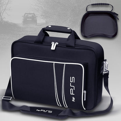  Carrying Case for PS5, Bag for PS5,Bag for PS5 Accessories,Included Gamepad Controller Protective Box (Black-White)