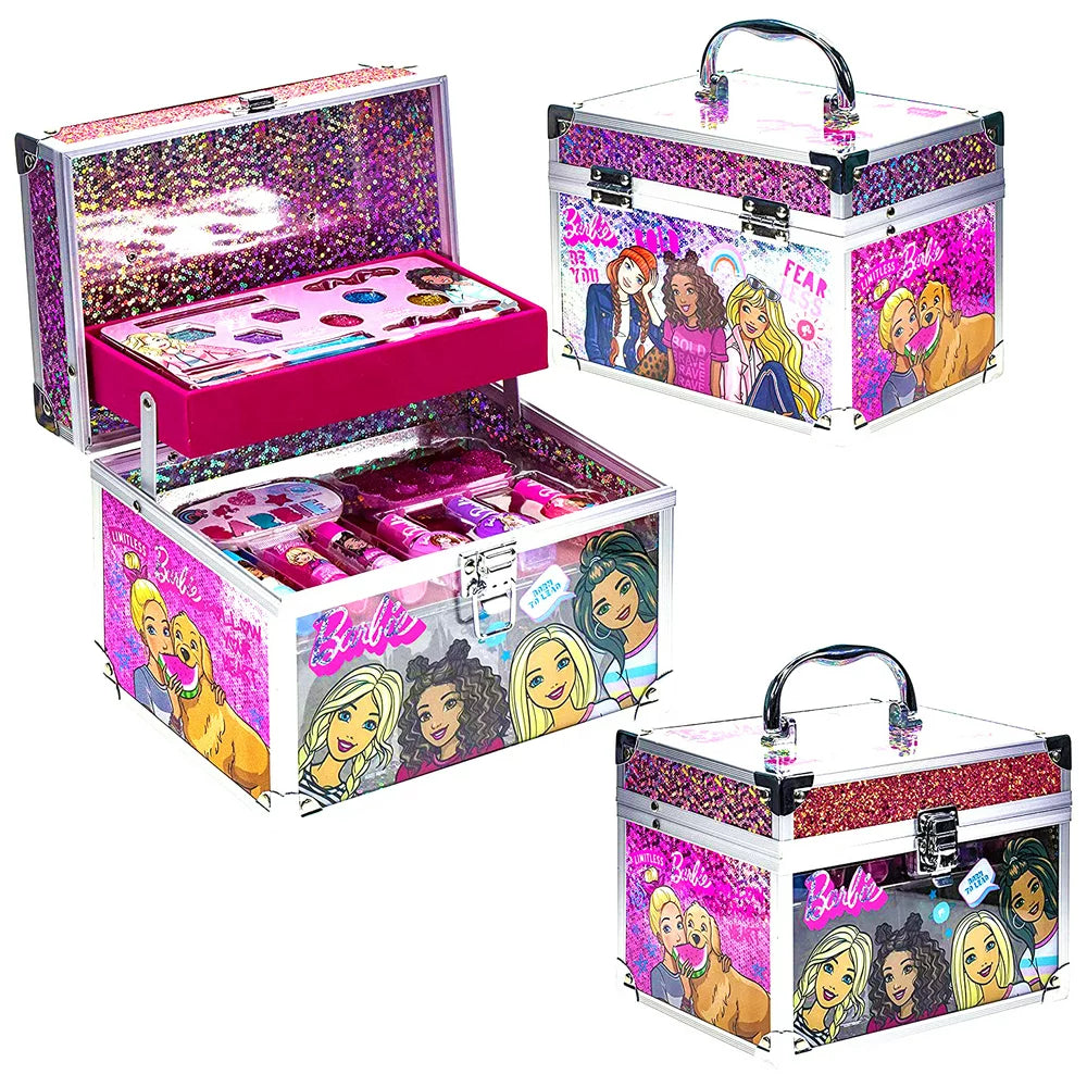 Barbie - Townley Girl Kids' Makeup Set With Train Case for Ages 3+