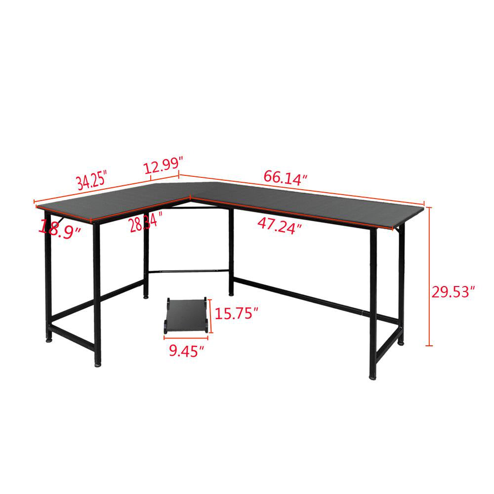 Ktaxon L-Shaped Computer Desk Corner PC Latop Table Study Office Workstation Black