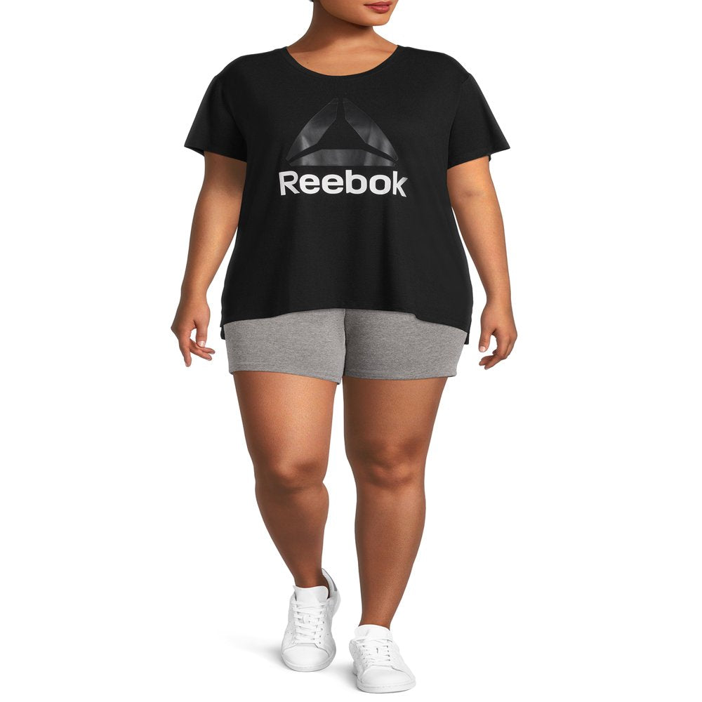 Reebok Women's Plus Size Ultimate Slinky Jersey Cropped Tee