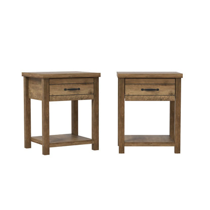 Hillsdale Lancaster Farmhouse 1 Drawer Nightstand, Set of 2, Knotty Oak