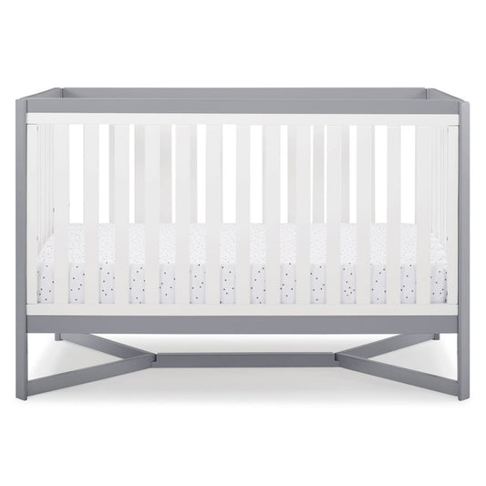 Delta Children Tribeca 4-in-1 Convertible Baby Crib, Greenguard Gold Certified, White/Grey