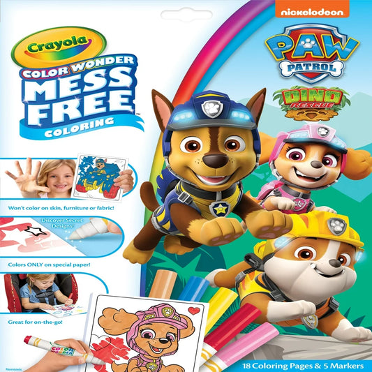 Crayola Color Wonder Paw Patrol Dino Rescue, Stocking Stuffers for Toddlers, 18 Pgs, Beginner Child