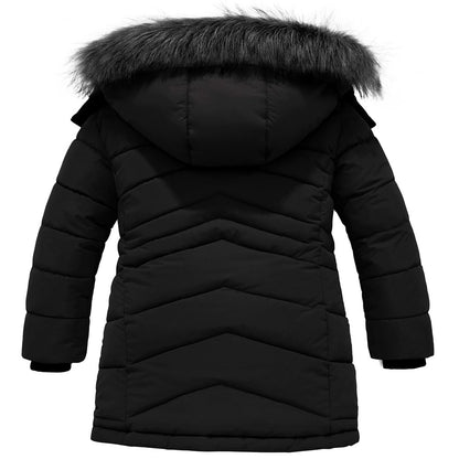 ZSHOW Girls' Puffer Jacket Winter Snow Coat Cotton Padded Parka Outerwear Jacket Black 8