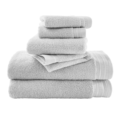 Hotel Style 6-Piece Egyptian Cotton Bath Towel Set, Platinum Silver