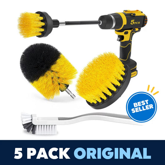 5 Pack Drill Brush Attachments Set Power Scrubber Cleaning Brush Bathroom Scrub Brushes Corners Cleaning Brush kit with Extend Long Attachment for Grout, Floor, Tub, Shower, Tile, Kitchen