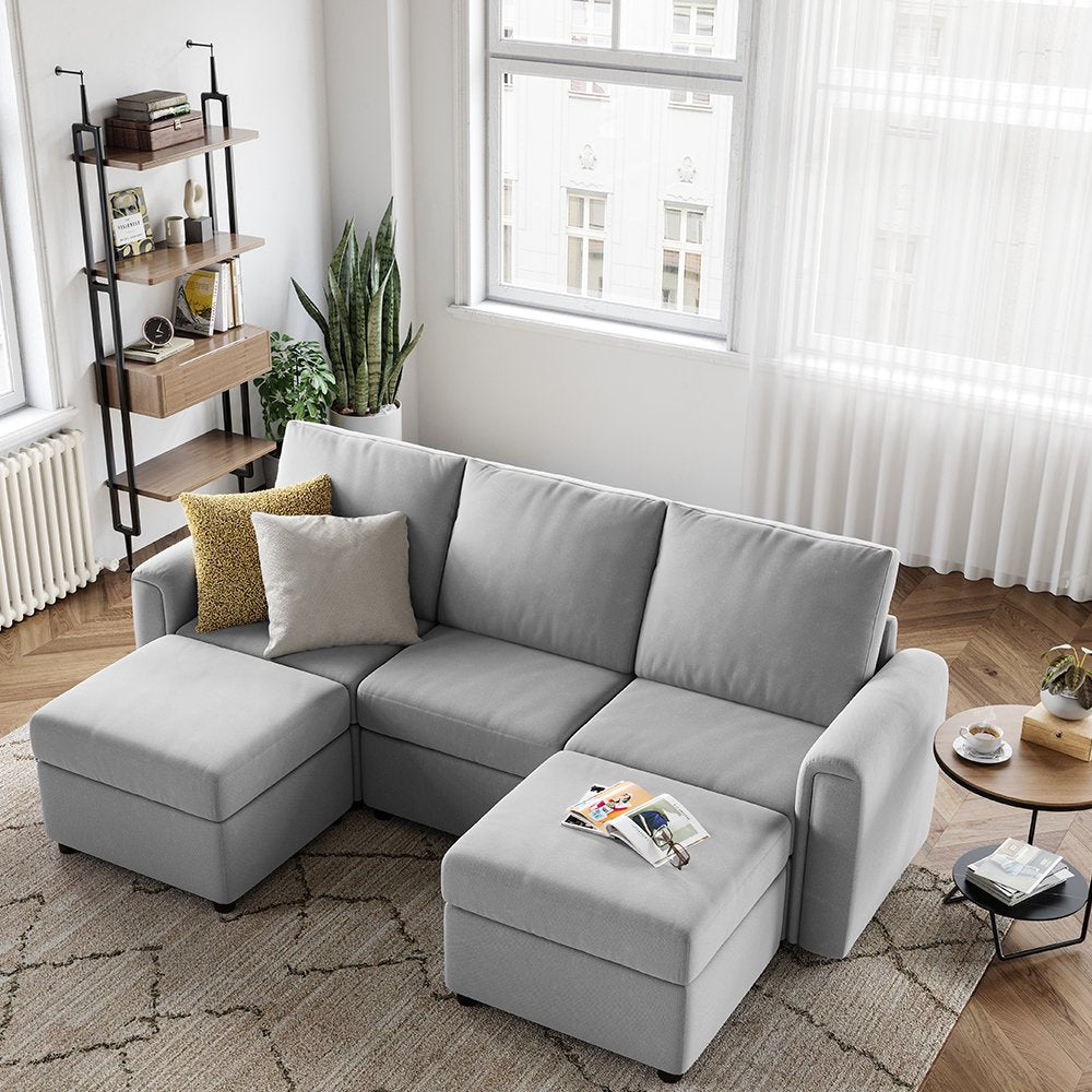 LINSY HOME Modular Couches and Sofas Sectional with Storage Sectional Sofa U Shaped Sectional Couch with Reversible Chaises, Teal