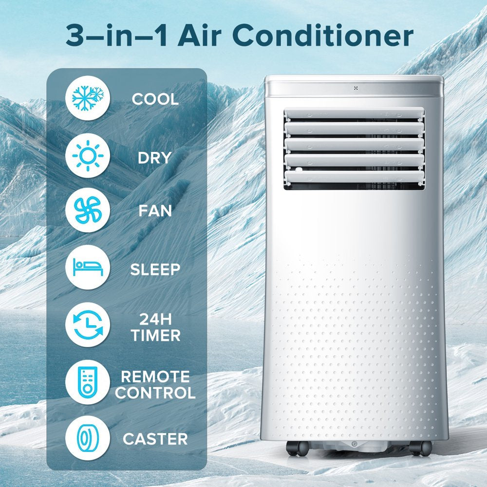 AGLUCKY Portable Air Conditioners, 3 in 1 Compact Cooling Unit with Built-In Dehumidifier and Fan Functions, Remote Control & Window Kit, Quiet AC Unit for Room/Office