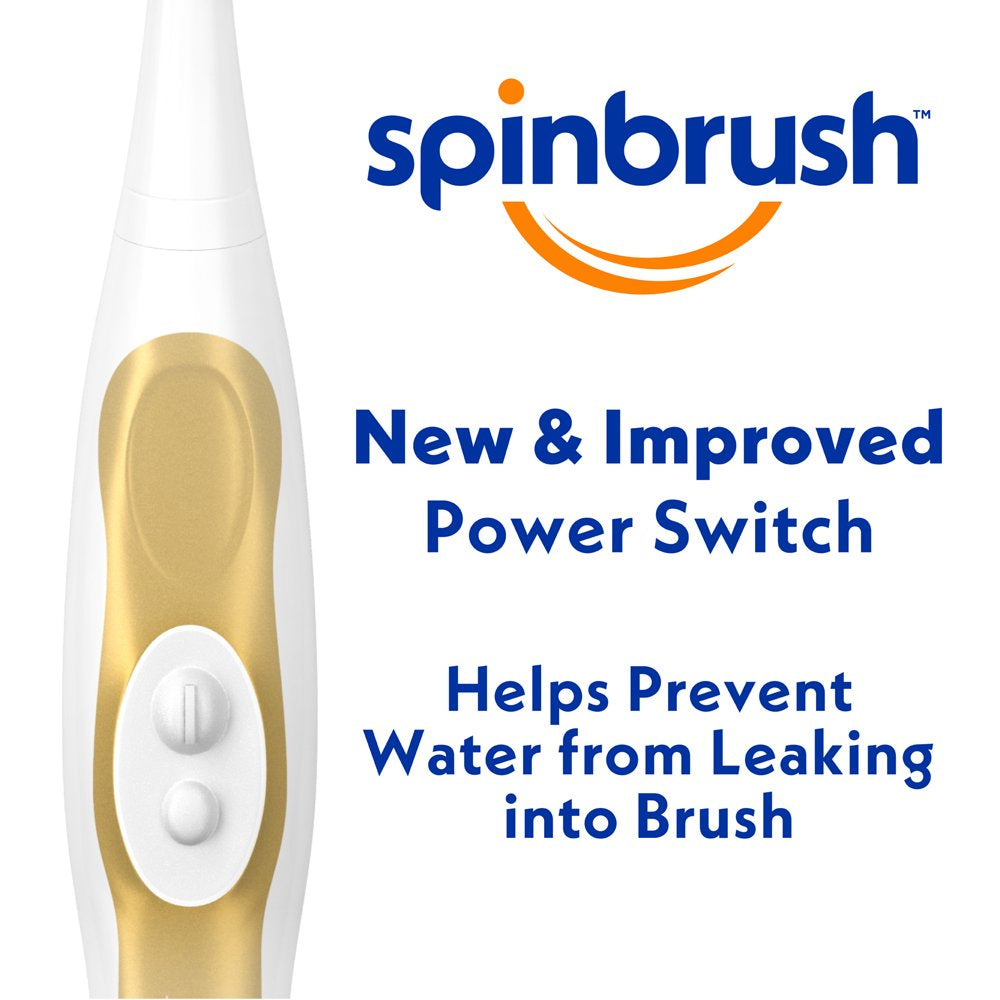 Spinbrush PRO CLEAN Battery Powered Toothbrush, Soft Bristles, 1 Count, Gold or Blue Color May Vary