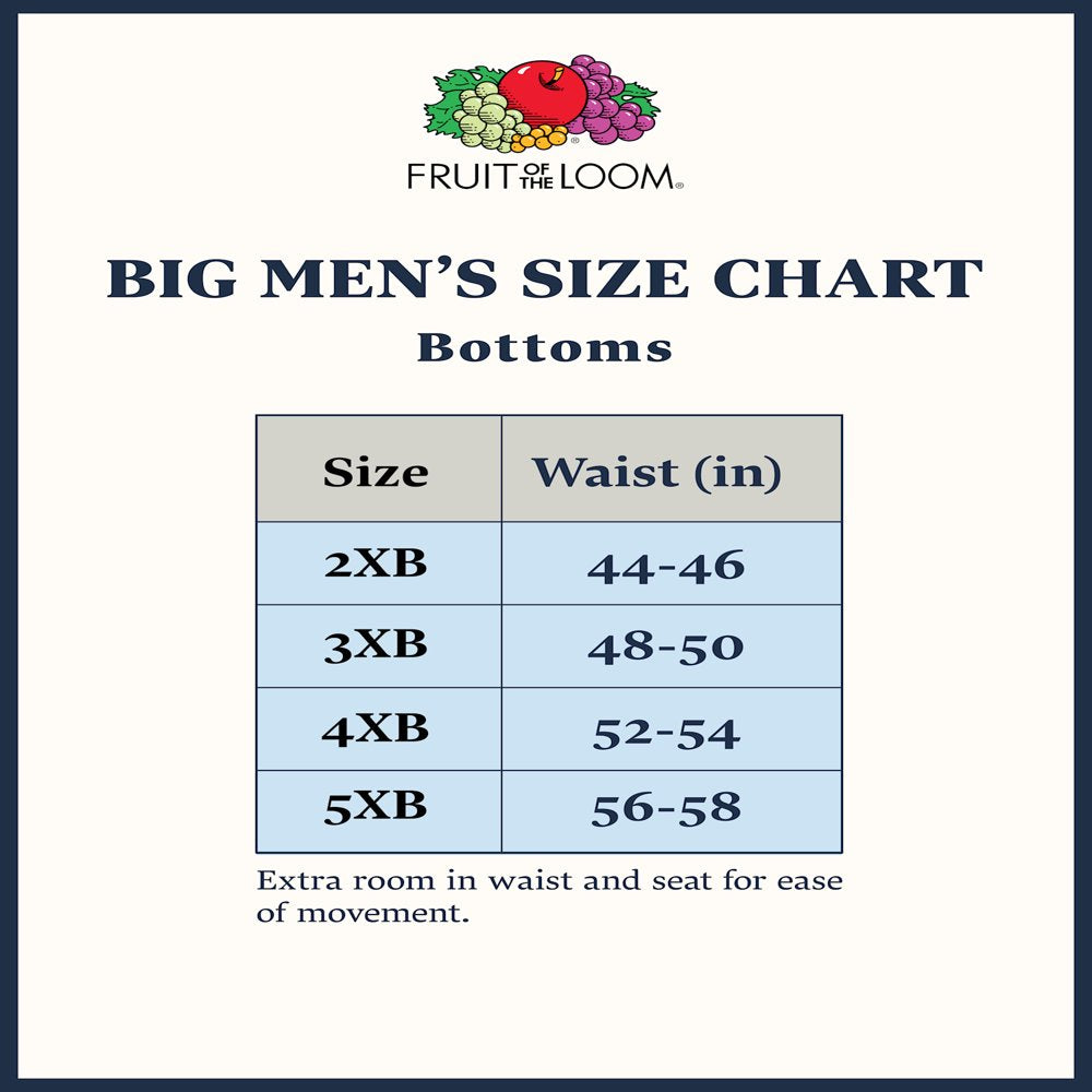 Fruit of the Loom Big Men's Fashion Brief, 6 Pack, Sizes 2XB-5XB