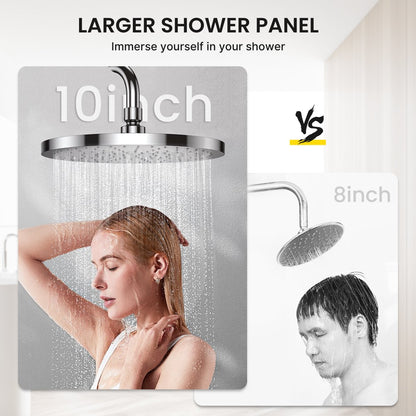 Ambicasa Luxury Dual Showerhead Combo, 10" Rainfall Shower Head & 5" Handheld High Pressure Shower Head