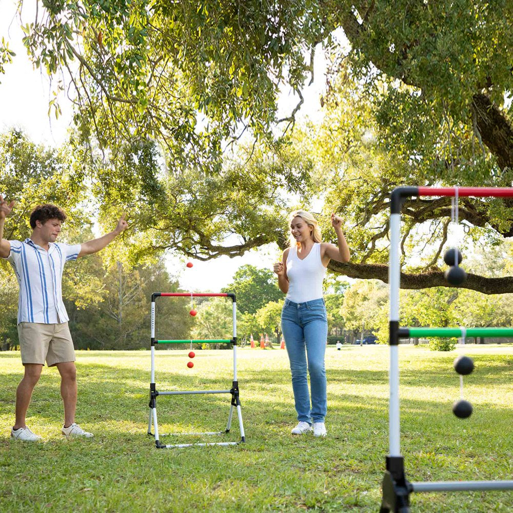  Foldable Ladder Toss Game, Red, Green and Black