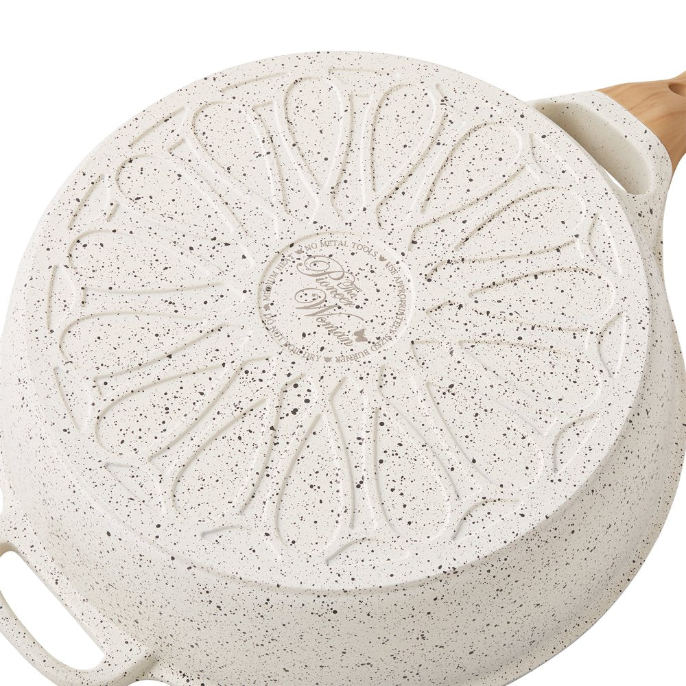 The Pioneer Woman Prairie Signature 4-Quart Cast Aluminum Jumbo Cooker Frying Pan, Linen Speckle