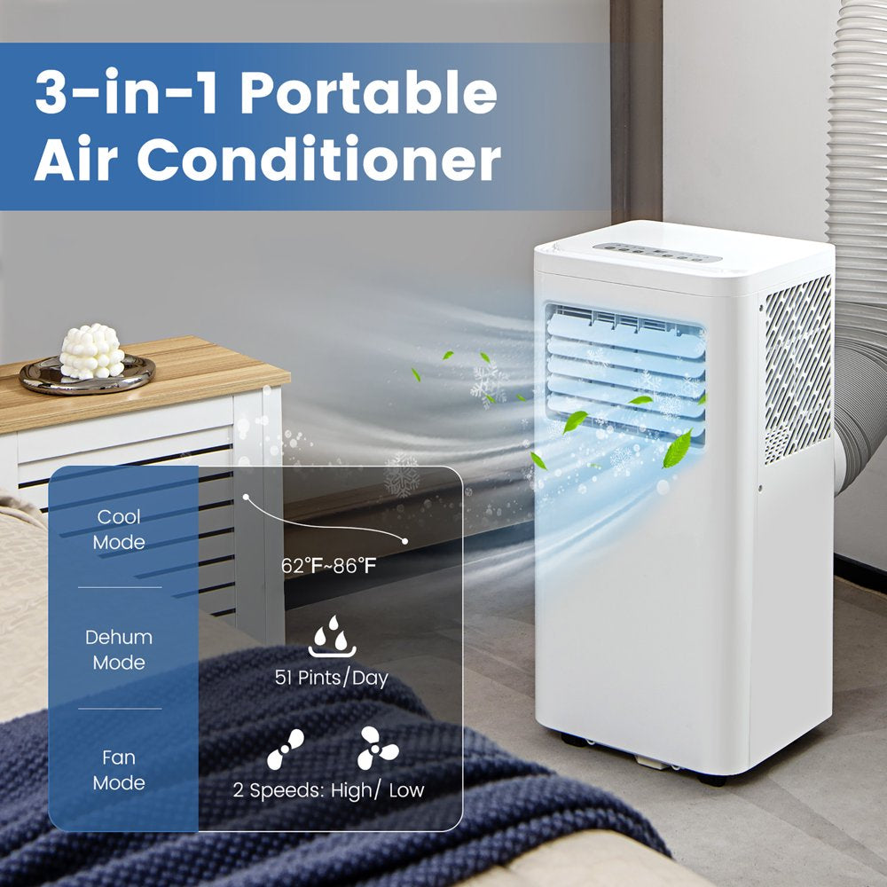 Costway 6000 BTU (8000 BTU ASHRAE) Portable Air Conditioner 3-In-1 AC Unit with Cool Dehum Fan Sleep Mode