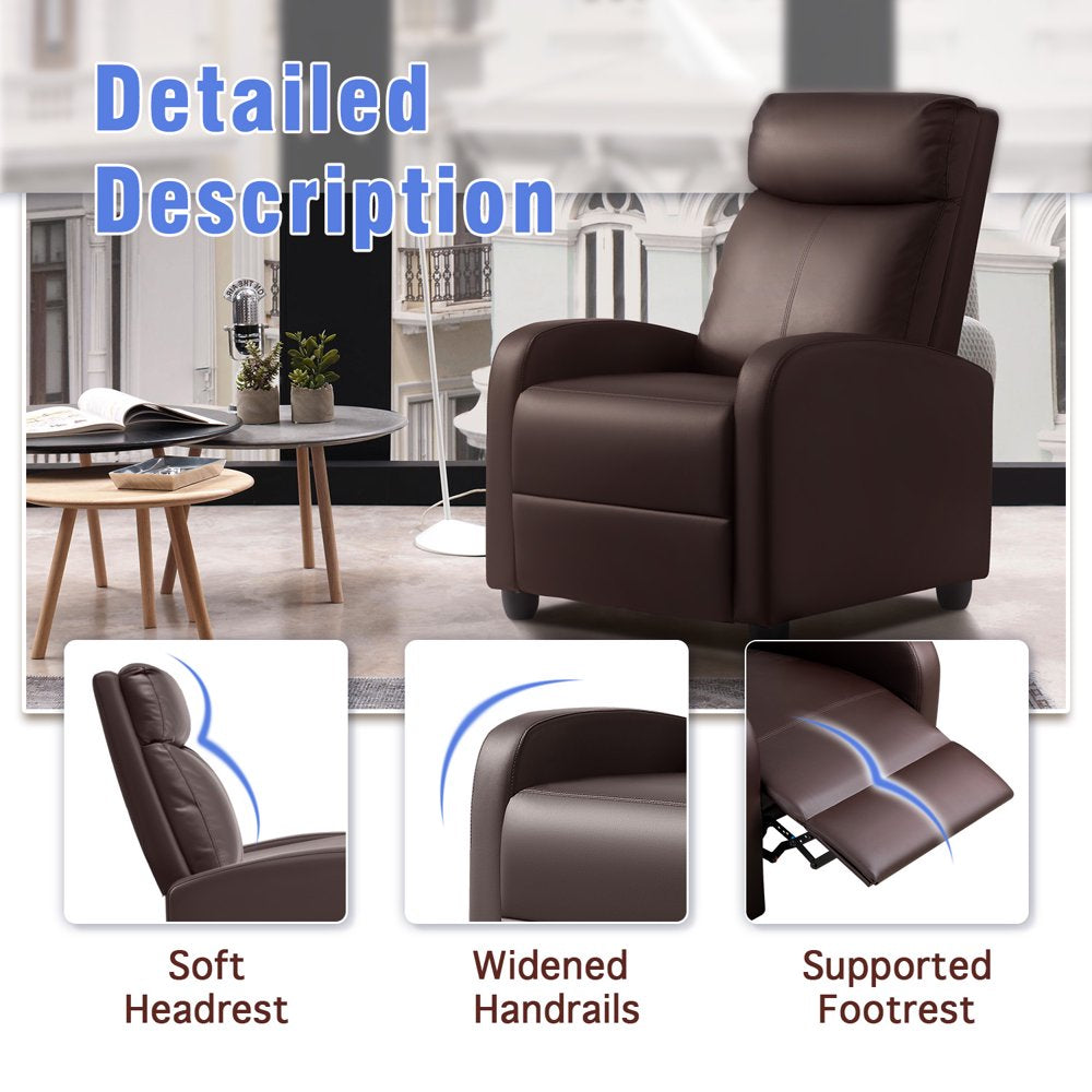 Homall Massage Recliner Chair Single Sofa Chair Small Recliner PU Leather Living Room Sofa,Brown