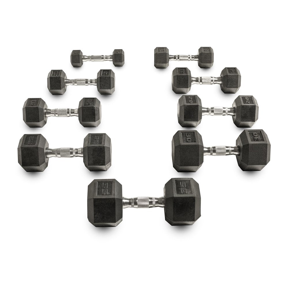 Barbell, 10lb Coated Rubber Hex Dumbbell, Pair