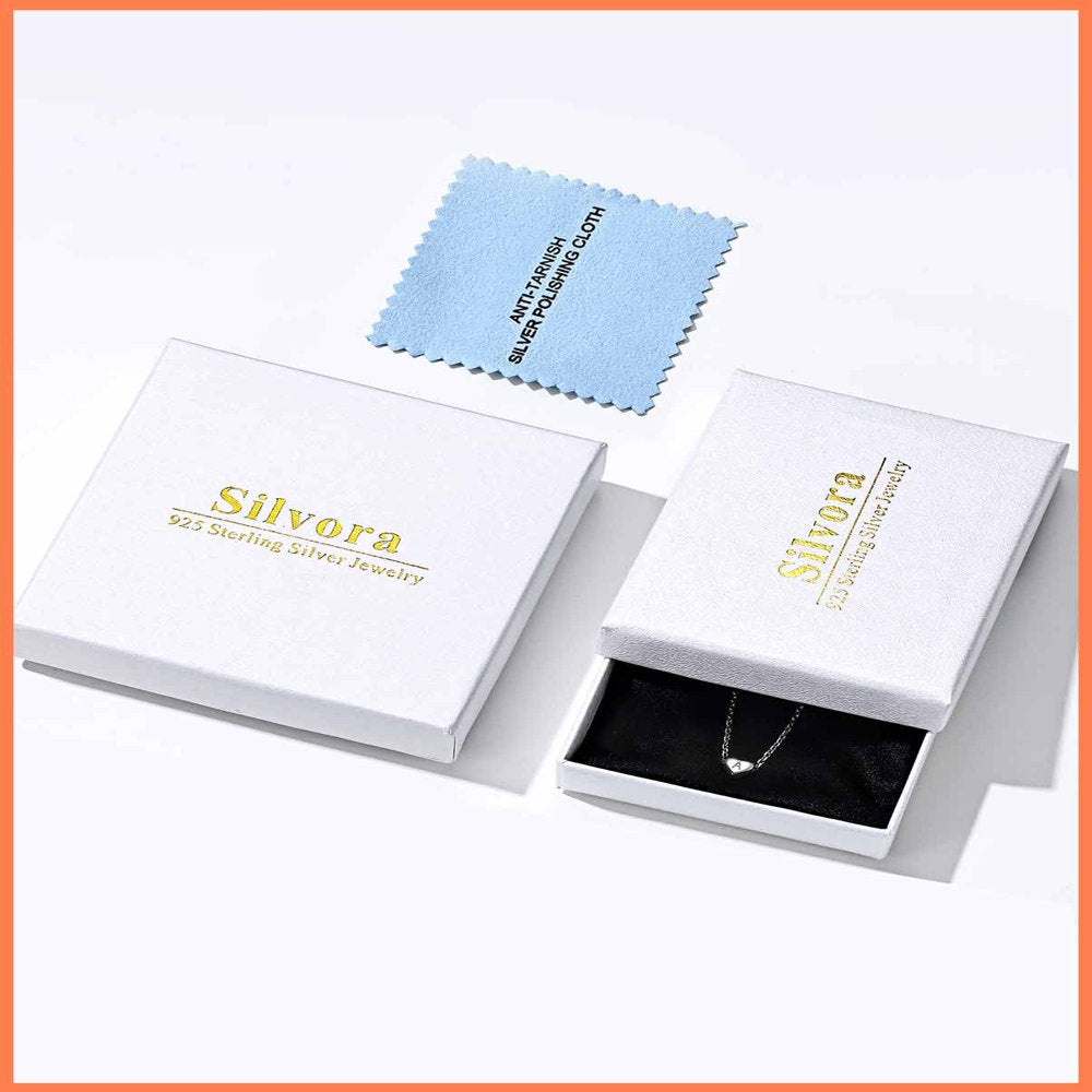 Silvora Women Cute Letter Bracelet S925 Sterling Silver Initial Heart Letter U Chain Bracelet Jewelry Gift for Girlfriend/Sister/Niece