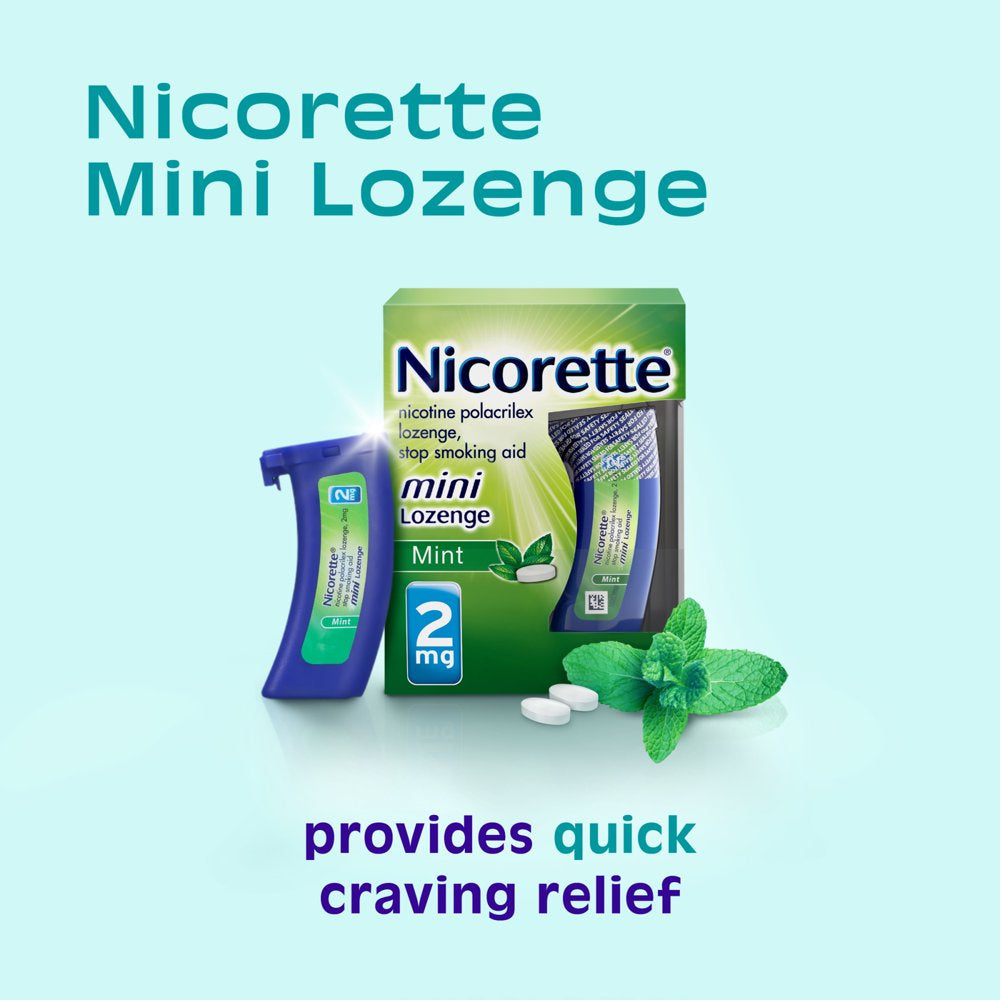 Nicorette Mini Nicotine Lozenges Stop Smoking Aid 2 Mg Mint - 81 Ct