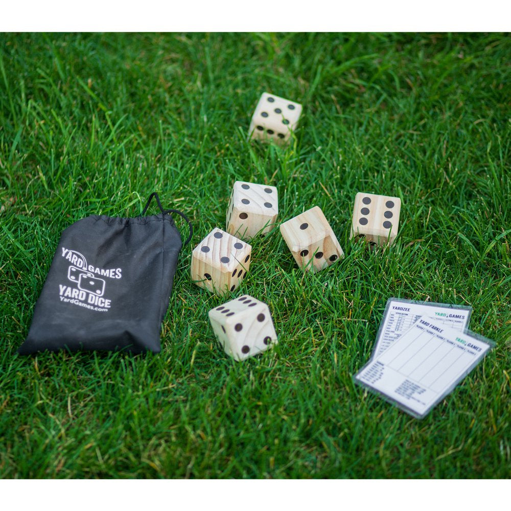 YardGames Giant Outdoor Indoor Wooden Dice Set w/ Scorecards & Case, 2.5 Inch