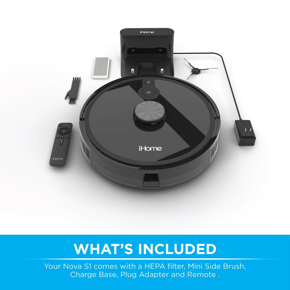 iHome AutoVac Nova S1 Robot Vacuum with LIDAR Navigation, 150 Min Runtime, 2700pa Suction