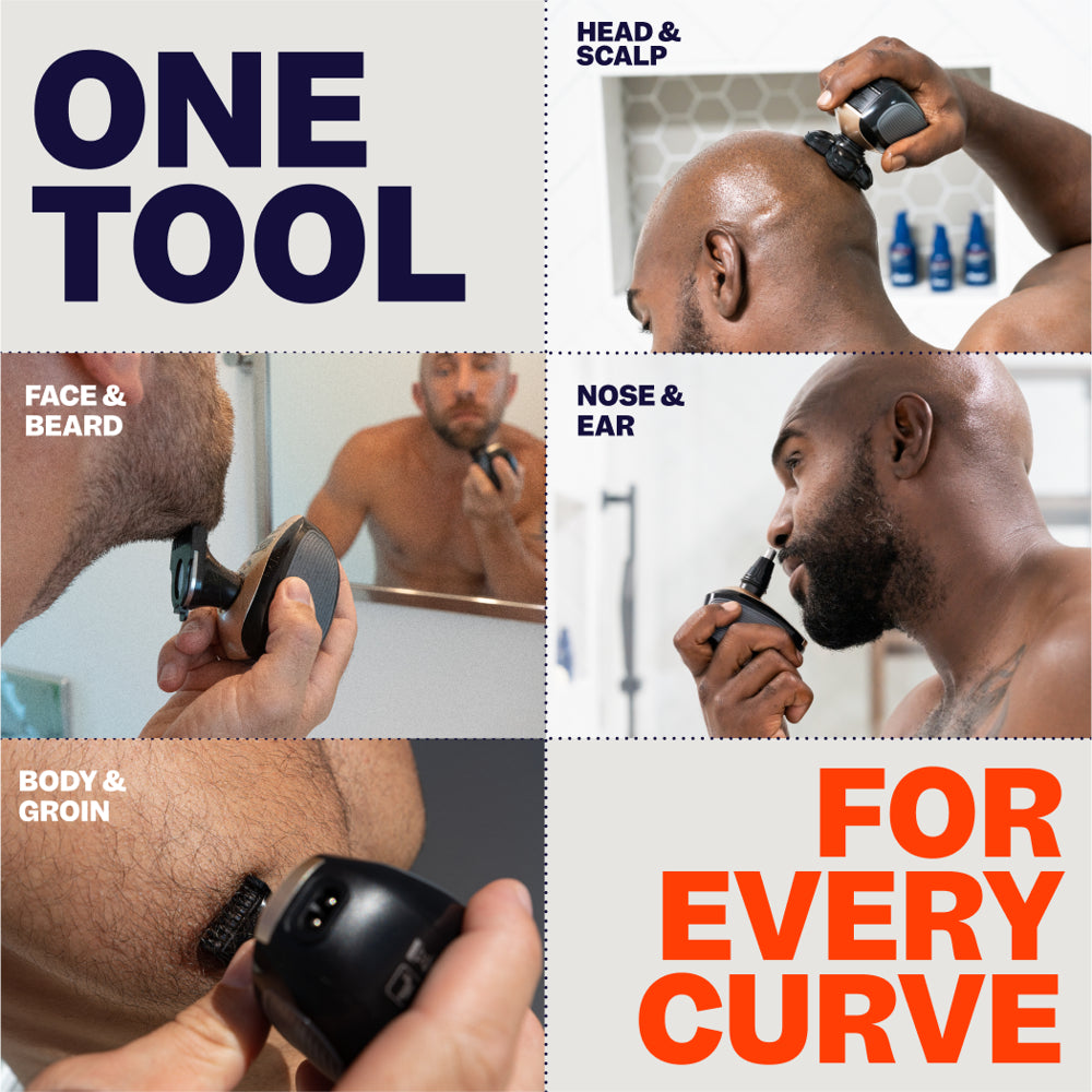 FlexSeries Shaving Kit from Freebird, Waterproof Head Shaver for Bald Men with 5 Shaving Attachments