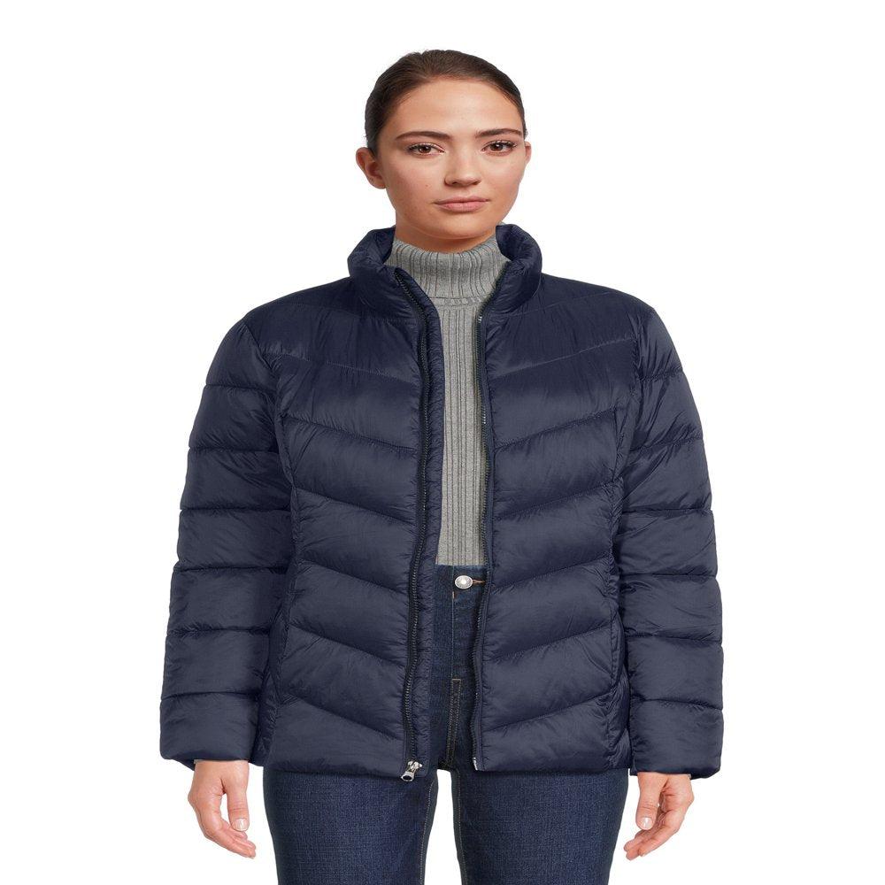 Time and Tru Women's Chevron Midweight Puffer Jacket, Sizes XS-3X