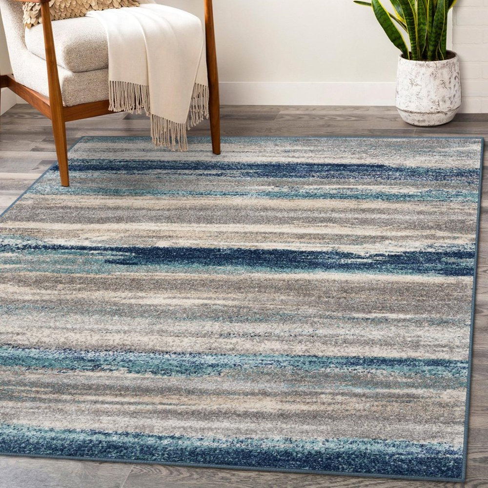 Luxe Weavers Lagos Collection 7501 Blue 8x10 Abstract Area Rug