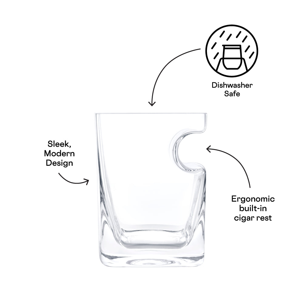 Corkcicle Double Old Fashioned 9 oz Cigar Glass with Cigar Holder, Clear