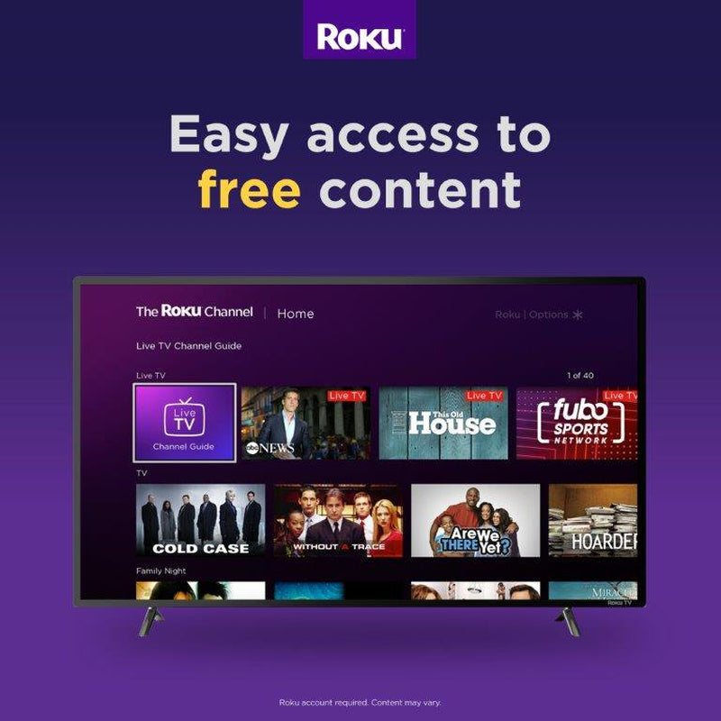 RCA 32" Class HD 720P Roku Smart LED Television, RTR3260-W, Black (New)