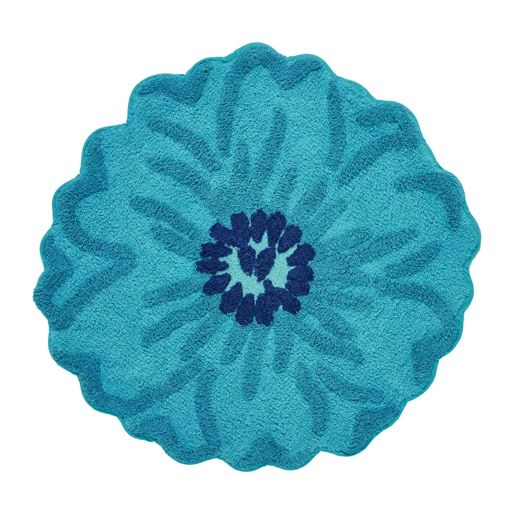  Floral Crochet round Cotton Bath Rug, Mint, 24" X 24"