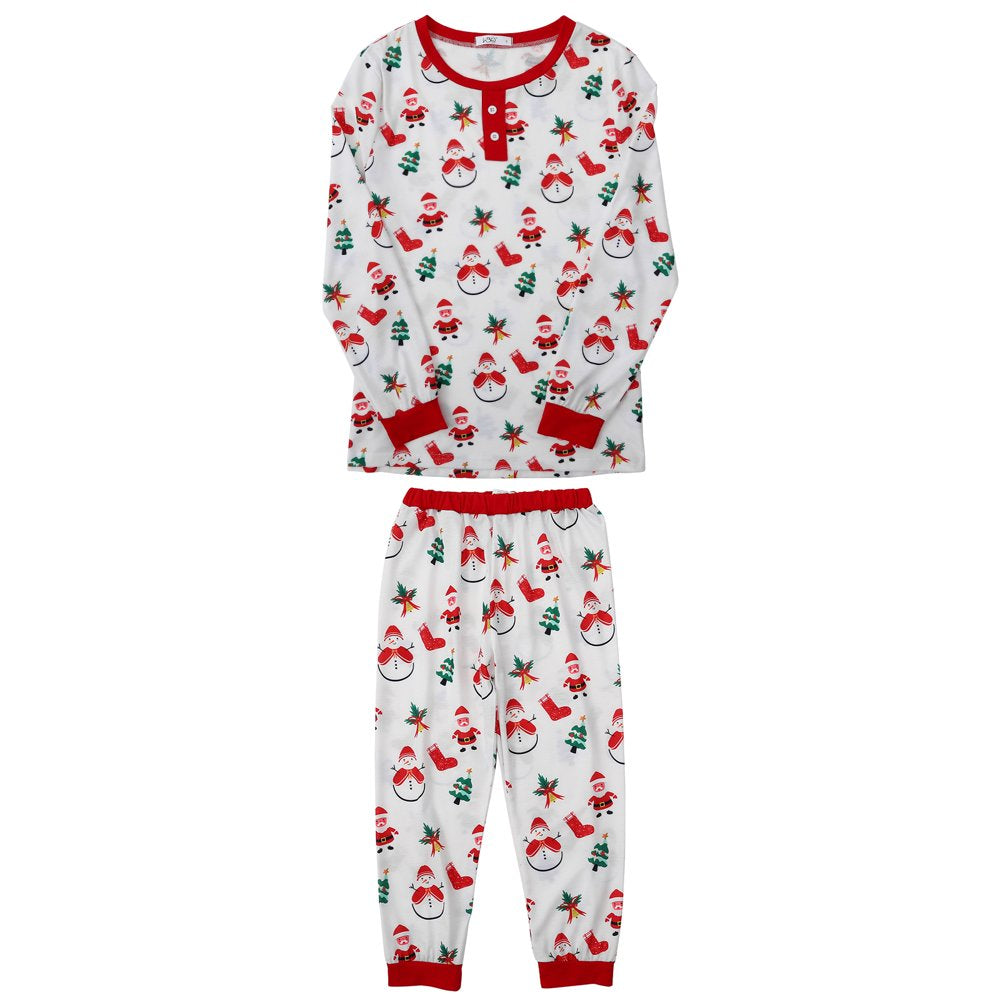 Baozhu Family Matching Sets Christmas Pajamas Dad Mom Kids Baby Xmas Snowman and Santa Claus Print Long Sleeve Home Wear