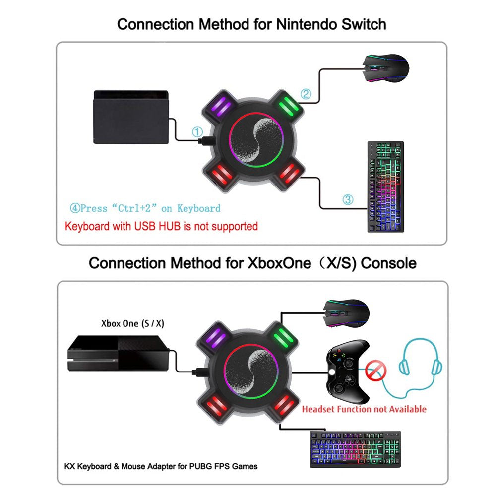 Keyboard and Mouse Adapter Fit for Nintendo Switch OLED, PS4, Xbox One, PS4 Pro Slim, PS3 Slim, Portable Game Keyboard Mouse Controller Gamepad Gaming Mice Converter