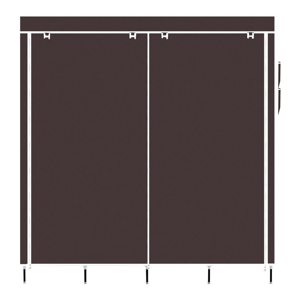 67" Clothes Closet Portable Wardrobe Clothes Storage Rack 12 Shelves 4 Side Pockets Dark Brown