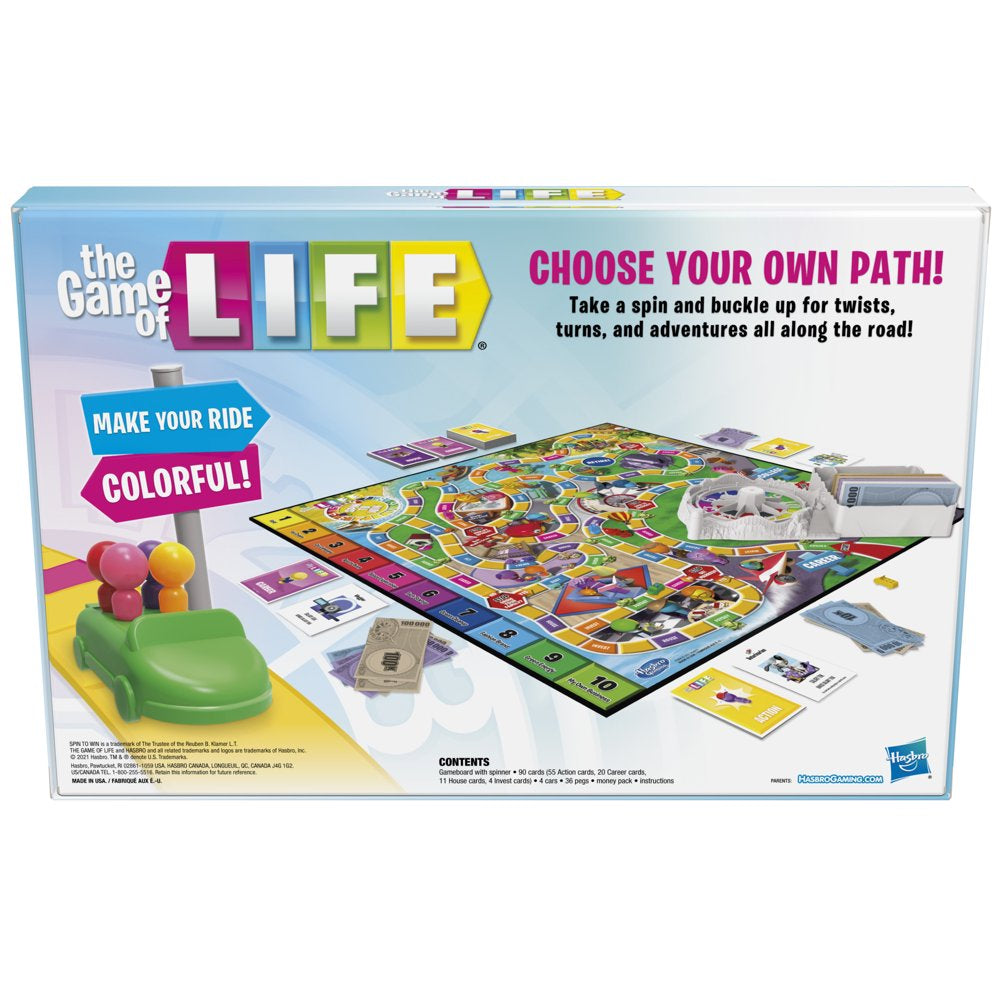 The Game of Life Game, Family Board Game, For Ages 8+, Pegs Come In 6 Colors