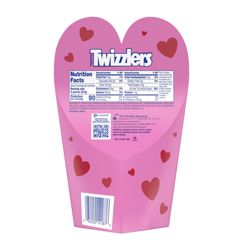 Twizzlers Twists Strawberry Valentine's Day Candy, Gift Box 4.8 oz