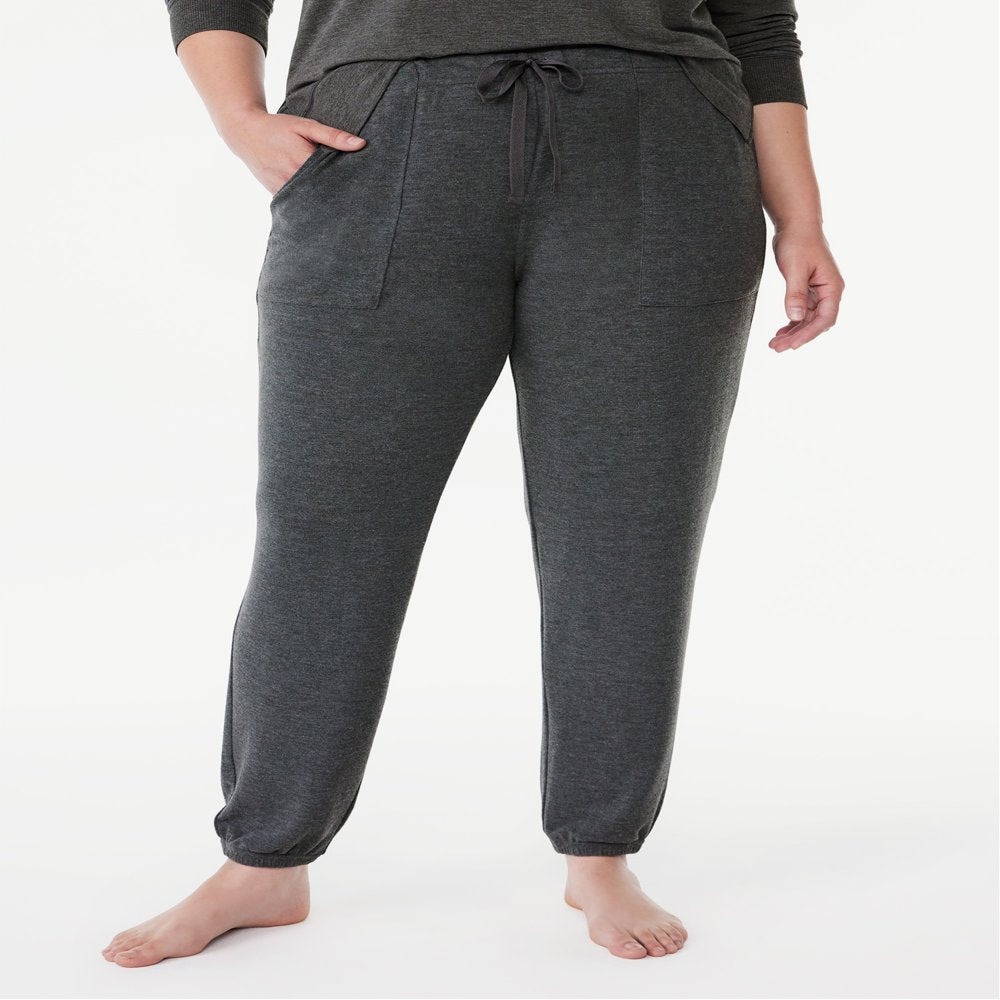 Joyspun Women's Brushed Hacci Knit Sleep Joggers, Sizes XS to 3X