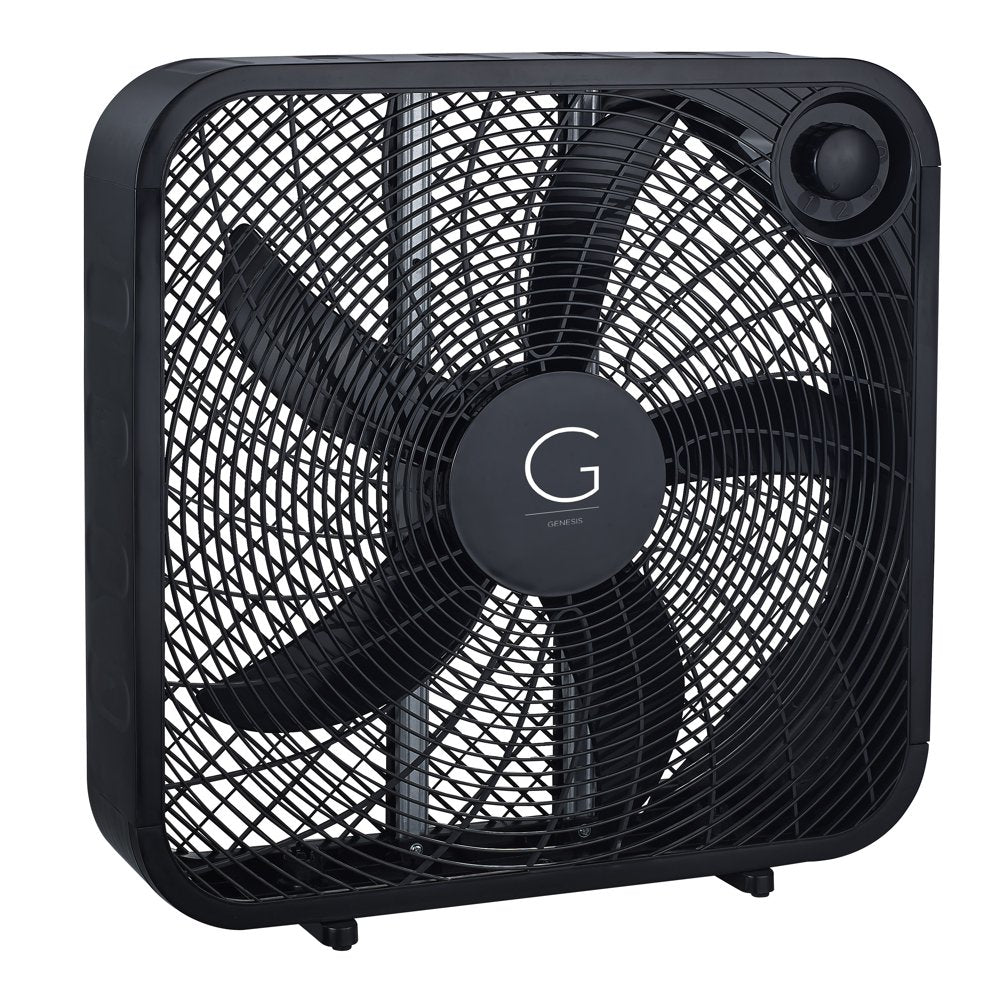 Genesis 20"3 Speed Box Fan with Max Cooling Technology, G20BOX-BLK, Black