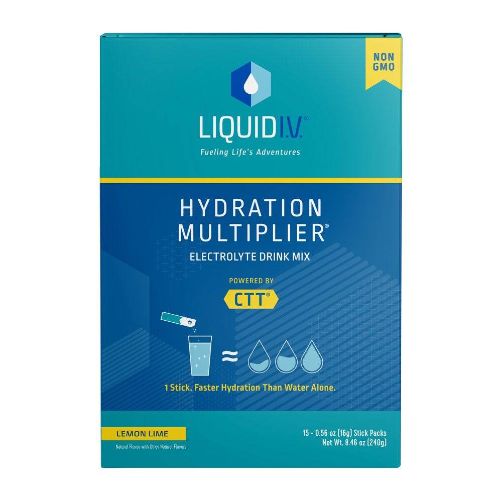 (3 pack) Liquid I.V. Hydration Multiplier Electrolyte Powder Packet Drink Mix, Lemon Lime, 15 Ct