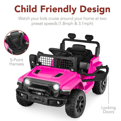 Best Choice Products 6V Kids Ride-On Truck Car w/ Parent Remote Control, 4-Wheel Suspension, LED Lights - Hot Pink