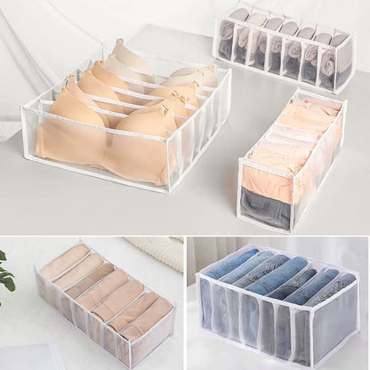 5 PCS Clothes Organizer for Clothes,Drawer Dividers Containers for Wardrobe,Cloth Storage Bins,Washable Foldable Compartment Box for Bedroom Dorm Room,Gray,Storage 5 Pcs