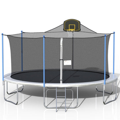 SEGMART 10Ft Trampoline for Kids with Basketball Hoop and Enclosure Net/Ladder,Blue