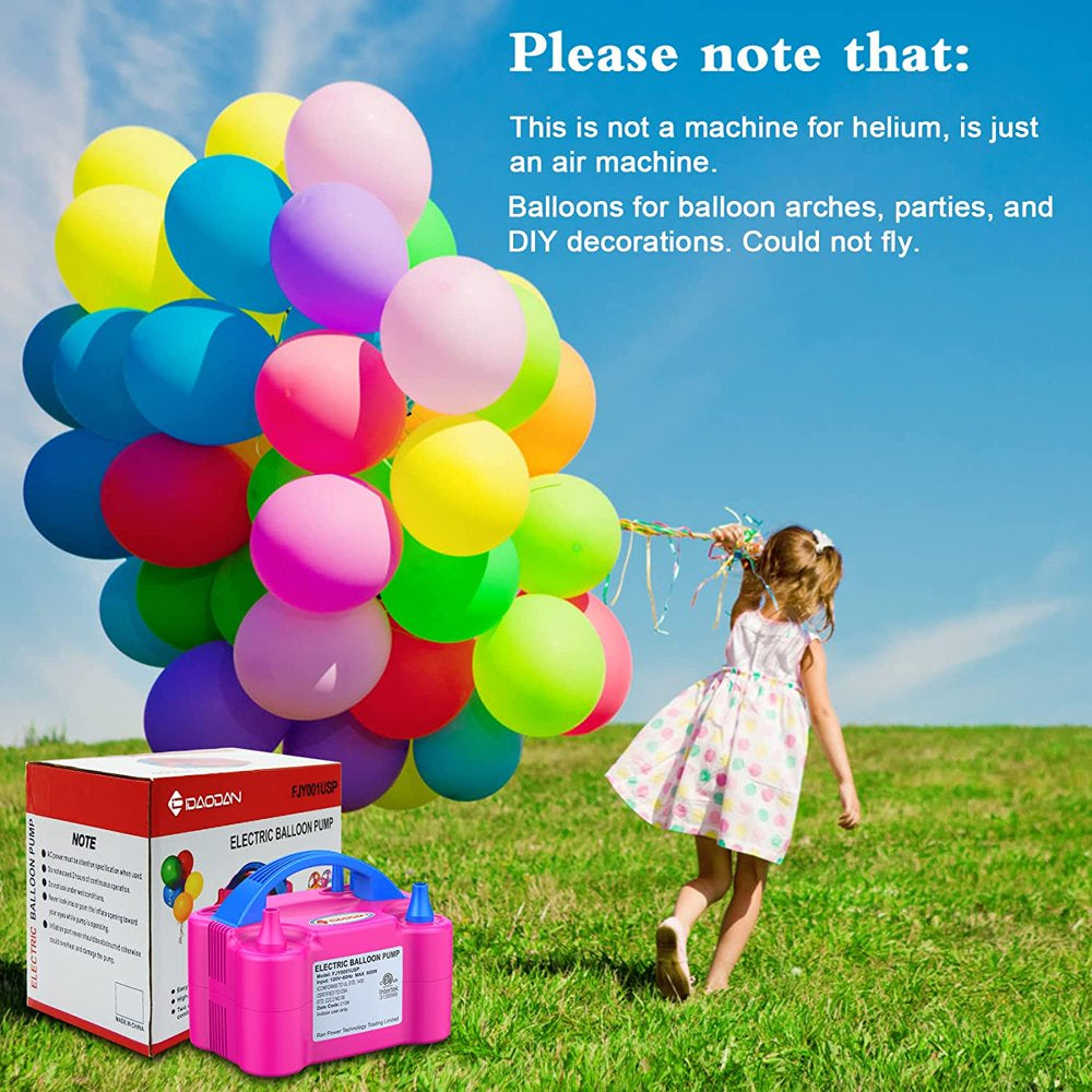 Electric Balloon Pump, Only 3 Seconds Quick Fill Air, Portable Dual Nozzle Rose Red 110V 600W Blower Air Balloon Pump & Inflator for Party Birthday Wedding Decoration