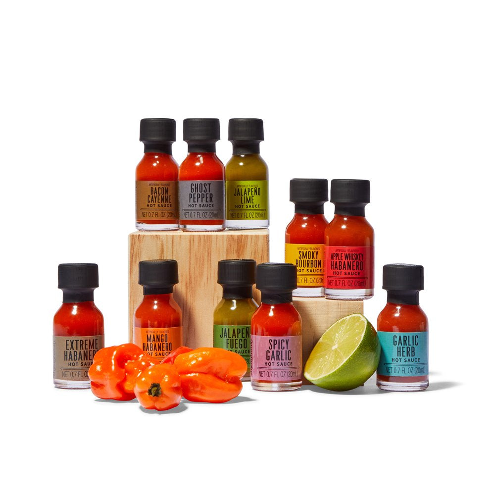 Smokehouse by Thoughtfully, Hot Sauce Gift Set, Variety of Natural Flavors, Set of 10