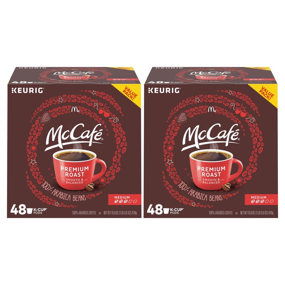 (2 pack) McCafe Premium Roast Medium Coffee K-Cup Pods, Caffeinated, 48 ct - 16.6 oz Box