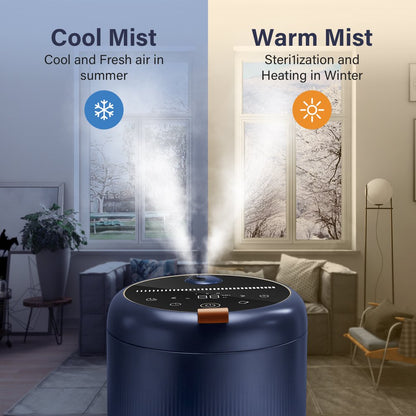 Sejoy Room Humidifier for Bedroom, Adorable 4L Top Fill Ultrasonic Cool and Warm Mist Humidifier,Ultra Quiet, Blue