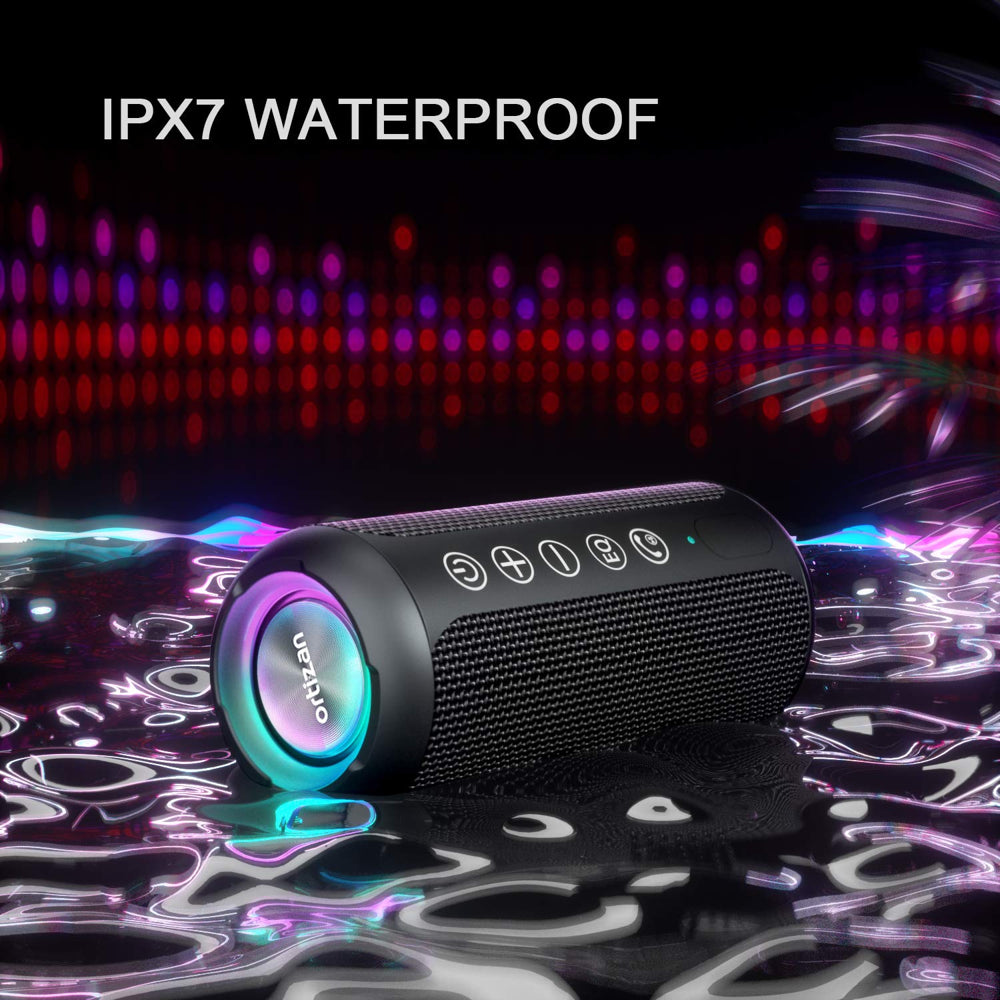 Ortizan Portable IPX7 Waterproof Wireless Bluetooth Speaker with 24W Loud Stereo Sound, 30H Playtime, Black