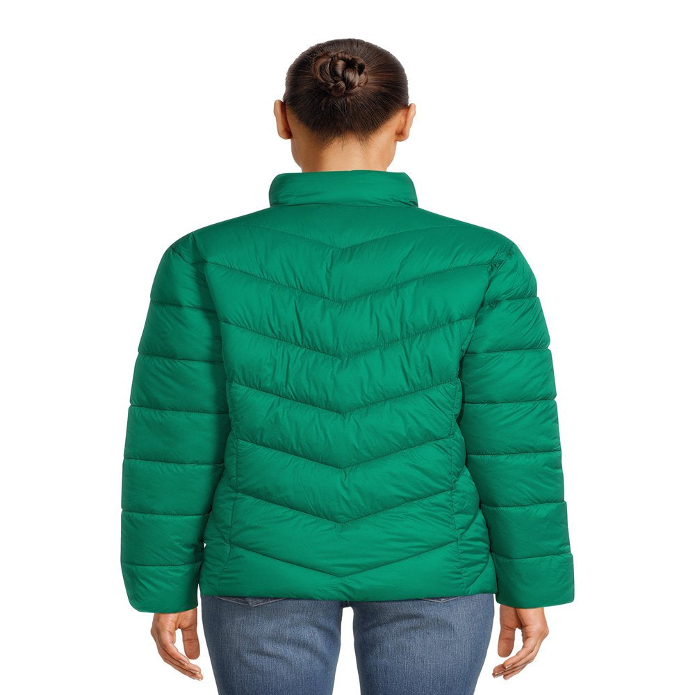 Time and Tru Women's Chevron Midweight Puffer Jacket, Sizes XS-3X