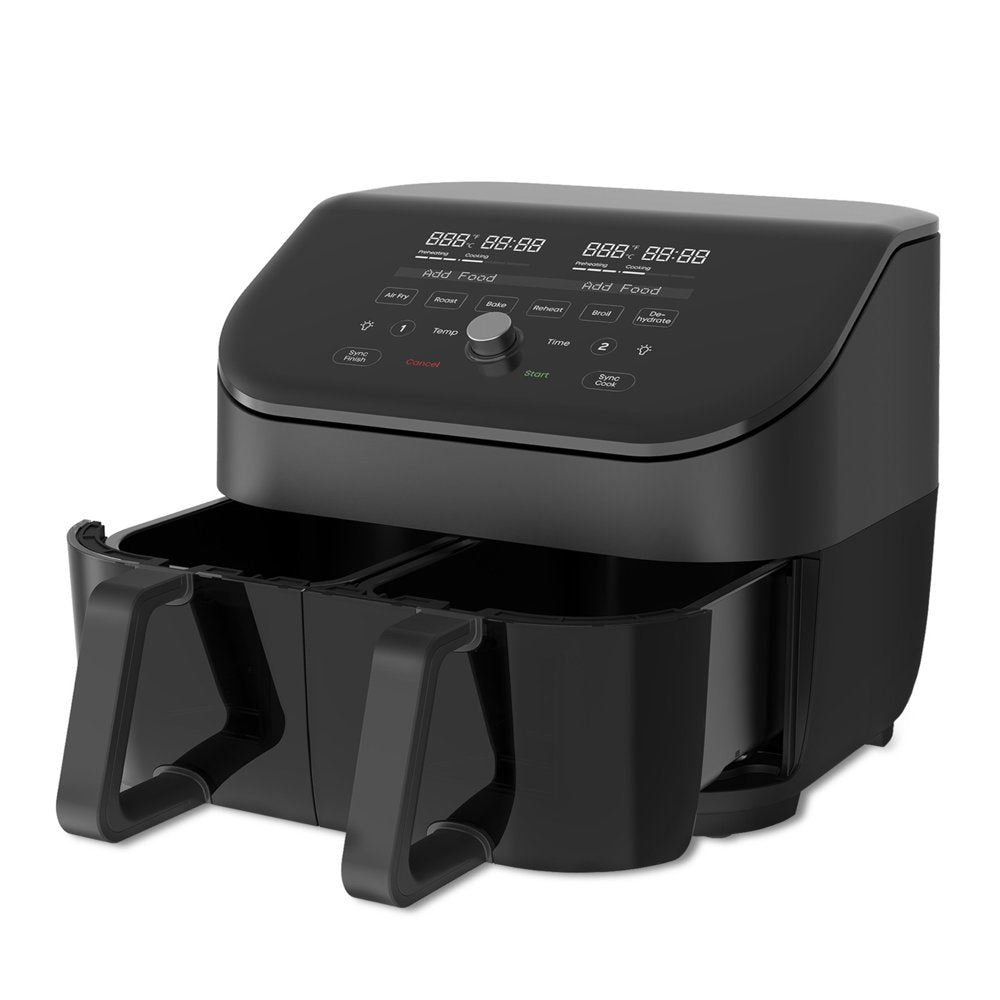 Instant 8-Quart Vortex plus 2-Basket Air Fryer Oven, Black - Clearcook Windows, Digital Touchscreen